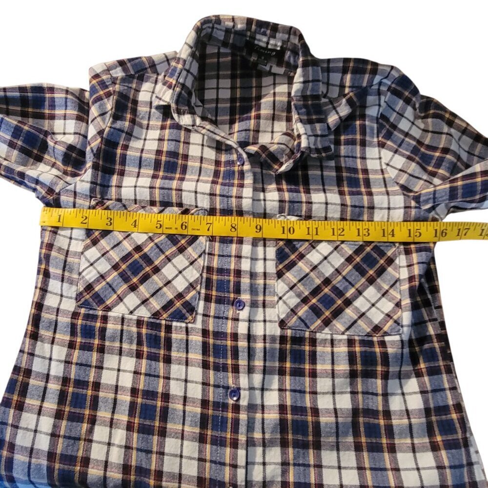 Y2K 100% Cotton Plaid Button Front Long Sleeve Flannel Shirt Women's S - Picture 8 of 11